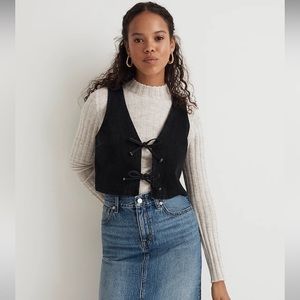 Madewell Denim Tie-Front Cropped Vest in Paulsen Wash in size 2
